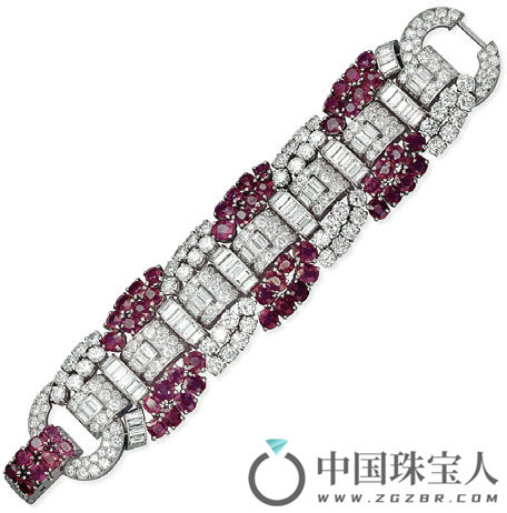 钻石配天然红宝石手链（成交价：257,000瑞士法郎）