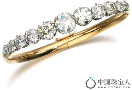 19世纪晚期钻石手镯（成交价：8,750英镑）