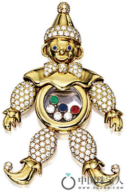 萧邦钻石配宝石“小丑”吊坠（成交价：68,750港币）