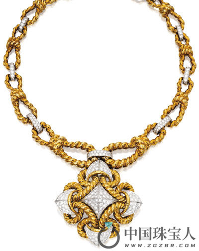 大卫· 韦伯钻石配18K金、铂金吊坠项链（成交价：62,500美金）