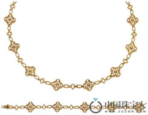 “Alhambra”梵克雅宝钻石金首饰套组（成交价：27,500欧元）