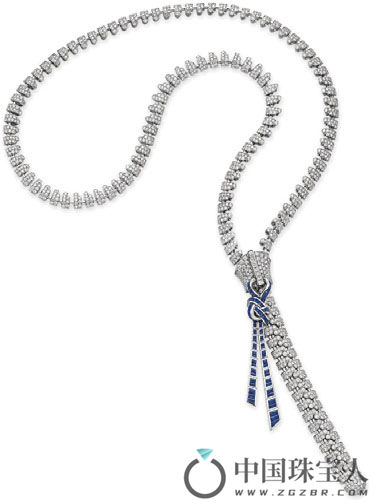 梵克雅宝钻石配蓝宝石“拉链”项链（成交价：389,000美金）