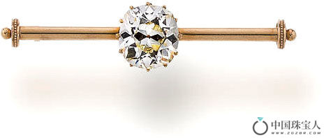 钻石18K金古董胸针，约制于1900年（成交价：56,250美金）