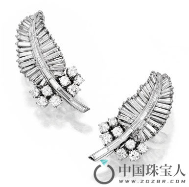 宝诗龙钻石铂金耳环（成交价：26,250美金）