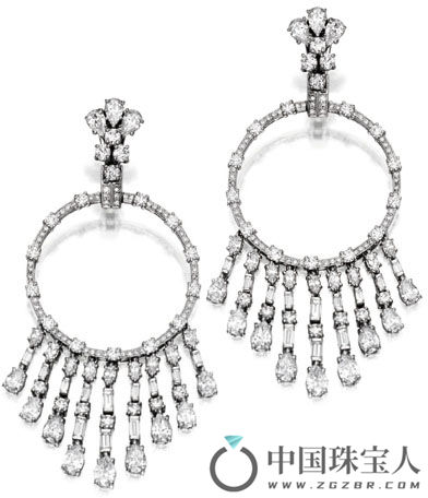 格拉夫钻石铂金“吉普赛”耳环（成交价：65,625美金）