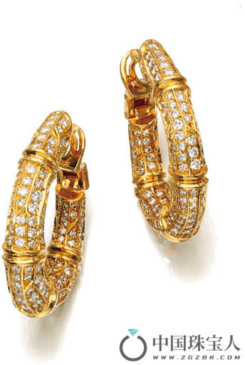 卡地亚“竹子”钻石耳环（成交价：7,500英镑）