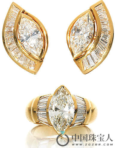 钻石戒指及耳环套组（成交价：23,750英镑）
