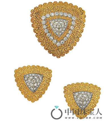 梵克雅宝钻石胸针及耳环（成交价：6,875英镑）