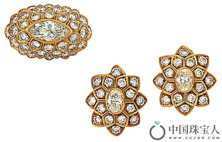 钻石戒指及耳环套组（成交价：5,000英镑）