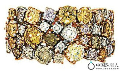 彩钻配钻石戒指（成交价：5,000英镑）