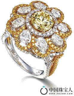 黄色彩钻配钻石戒指（成交价：118,000港币）