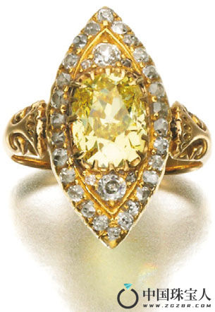 19世纪后期彩色钻石及钻石戒指（成交价：30,000英镑）