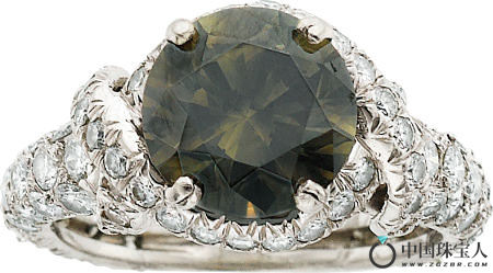 Jean Schlumberger 蒂芙尼彩钻配钻石铂金戒指（成交价：8,125.00美金）