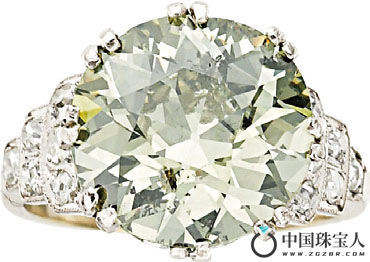 装饰艺术风格彩色钻石配钻石铂金戒指