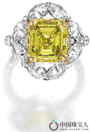 深彩黄色彩钻配钻石戒指（成交价：1,240,000港币）