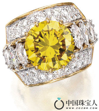 辐照钻石及钻石配18K金、铂金戒指（成交价：87,500美金）