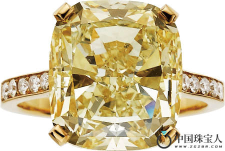 彩黄带棕色钻石戒指（成交价：81,250美金）