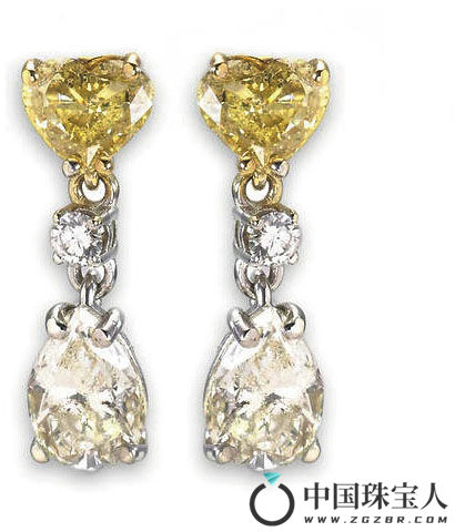 黄色彩钻配钻石耳环（成交价：8,125美金）