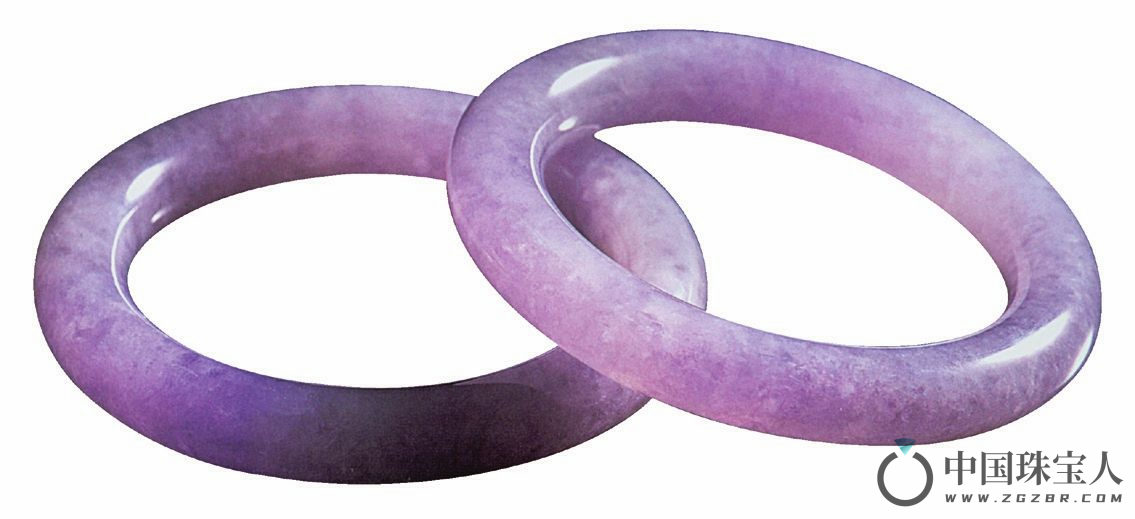 冰种紫罗兰翡圆条手镯（一对）直径55毫米