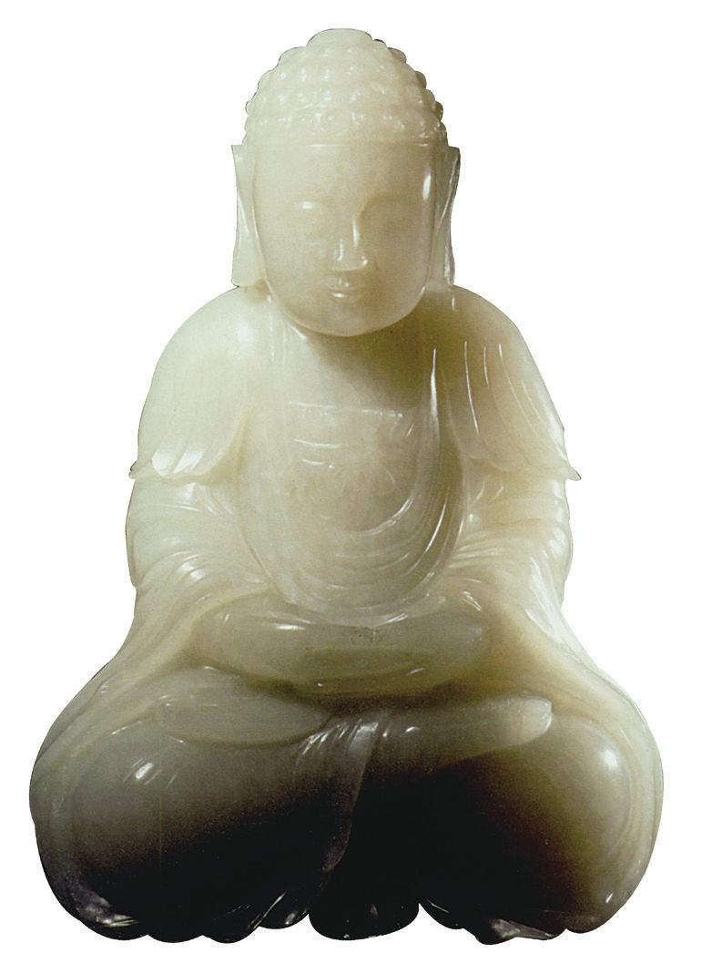 白玉释迦牟尼坐像 【清代】高14厘米